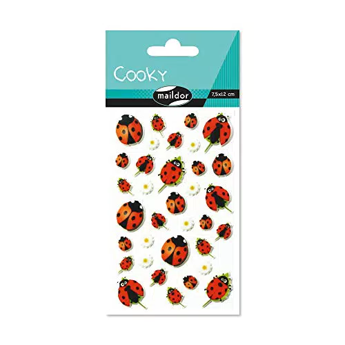 Maildor Stickers Cooky 3D Pack - Ideal zum Dekorieren und Verschenken - Marienkäfer Design