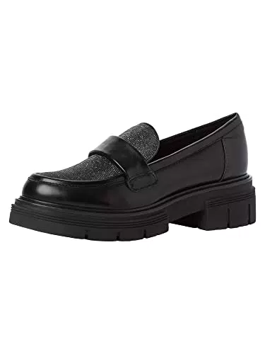 Marco Tozzi Damen Slipper - Schwarzes Brush-Leder
