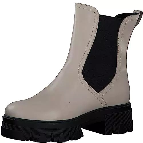 MARCO TOZZI Damen Chelsea Boots aus Leder Plateau - Beige