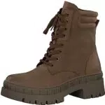 MARCO TOZZI Damen Stiefeletten zum Schnüren aus Leder Plateau