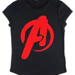 Marvel Avengers Damen T-Shirt mit aufgerollten Ärmeln - Schwarz
