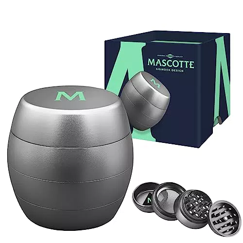 Mascotte® Design Grinder Aluminium für Kräuter und Tabak | Kompakte Mühle mit 4cm Durchmesser