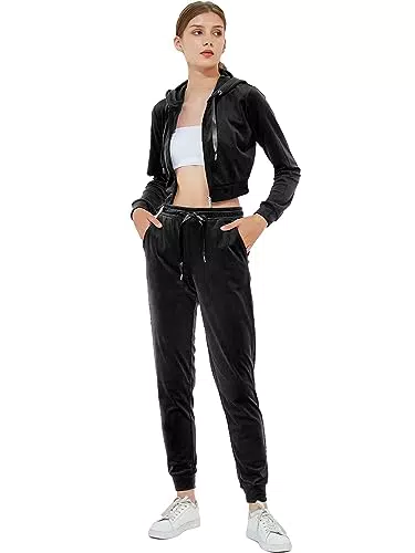 Sportanzug Damen Velours Hoodie und Jogginghose Set - MessBebe