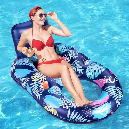 Aufblasbare Wasserhängematte mit Kopfstütze und Getränkehalter - Ideal für Pool, See und Strand