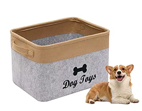 "Morezi Filz-Spielzeugkiste für Haustiere mit Griffen - Faltbare Aufbewahrungsbox für Hundespielzeug und Hundekleidung"