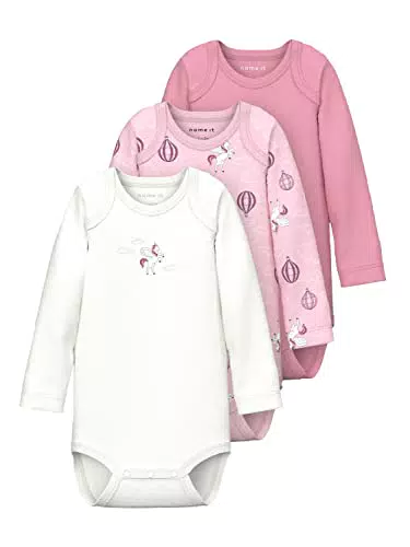 NAME IT Baby Mädchen Langarm Body mit Einhorn-Motiv