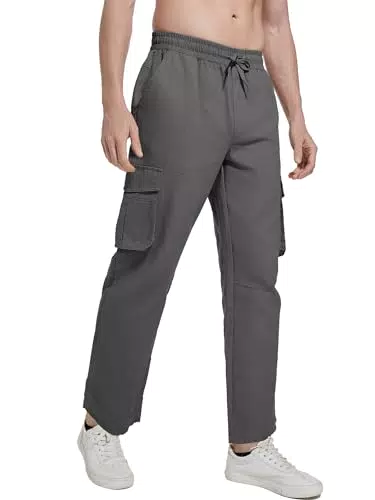Nanameei Herren Cargohose aus Stretch-Baumwolle - Cargo Jogginghose für Männer, Baggy Style - Dunkelgrau.