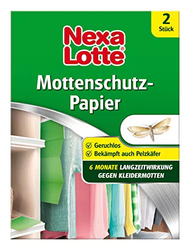 Nexa Lotte Mottenschutzpapier - Effektiver Schutz vor Kleidermotten und Pelzkäferlarven für 6 Monate