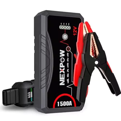 NEXPOW Starthilfe Powerbank für Auto - Tragbare Starthilfe 12V - 1500A - Benzin & Diesel - LED Taschenlampe/USB