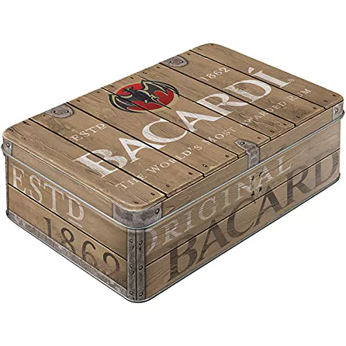 Retro Vorratsdose Bacardi Wood Barrel Logo - Bar-Zubehör im Vintage Design