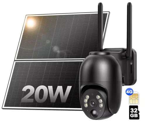 NUASI 4G LTE Überwachungskamera mit Solarpanel und PIR-Bewegungsmelder