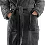 NY Threads Damen Bademantel mit Kapuze aus weichem Fleece - Morgenmantel