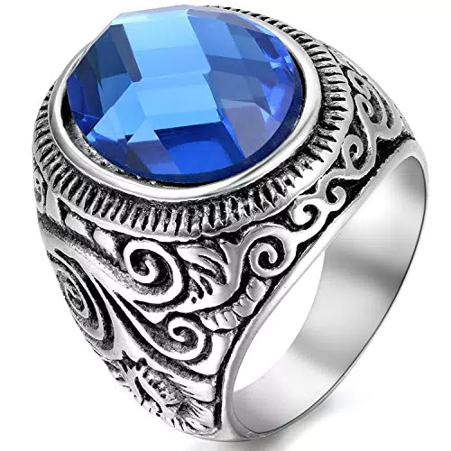OIDEA Vintage Edelstahl Biker Herren Ringe, Geschnitzt Ehering Verlobungsring