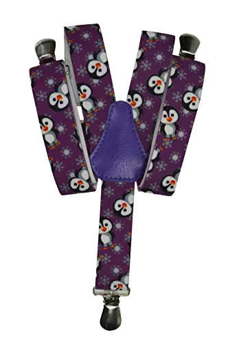 Kinder-Hosenträger mit Pinguin-Design von Olata | Elastische Y-Hosenträger
