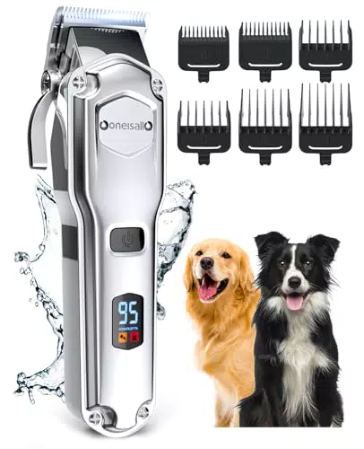 Leise Hundeschermaschine von Oneisall für dichtes Fell - Wasserdichter Profi Hundetrimmer für Dickes, Langes und Lockiges Tierhaar