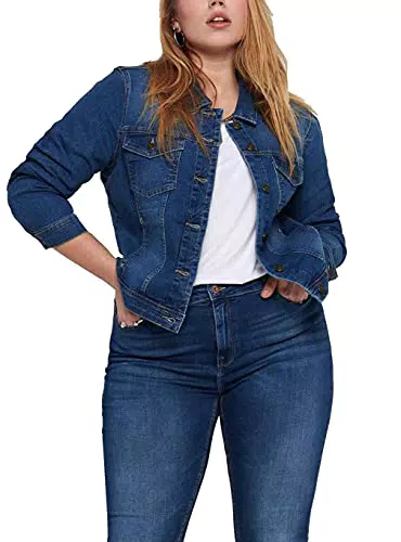 ONLY CARMAKOMA Damen Jeansjacke mit Knopfleiste