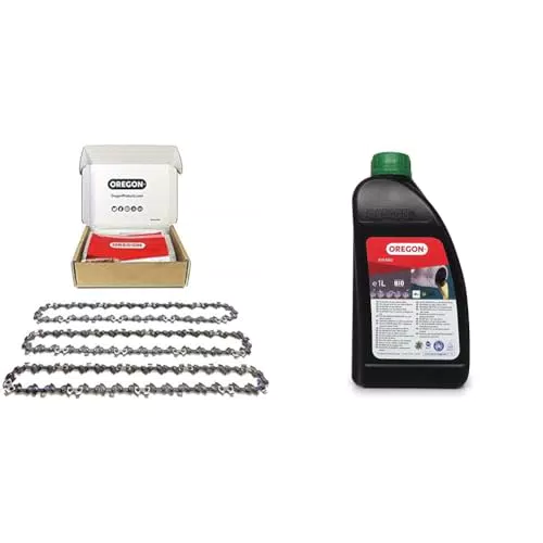 Kettensägeketten-Set für 14 Zoll Kettenführungen mit Bio-Kettenöl - Kompatibel mit Husqvarna, McCulloch, Ryobi, Bosch