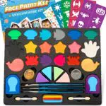 Kinder Schminkset mit Gesichtsfarben, Schablonen und Glitzer - Ideales Geschenk für Mädchen