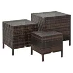Outsunny Beistelltisch Set Poly Rattan Gartentisch Satztisch.