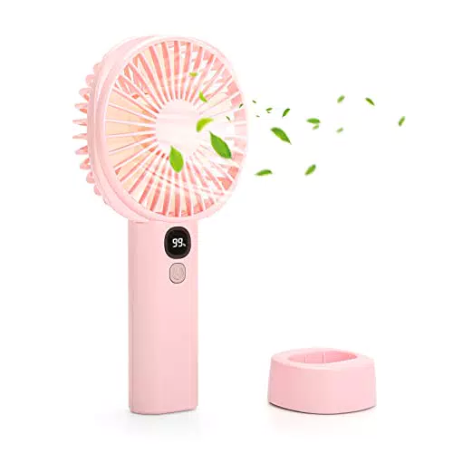 OVOOKER Handventilator Tragbarer Mini Ventilator USB Wiederaufladbarer Akku 5 Geschwindigkeiten für Reisen Büro Draußen Innen