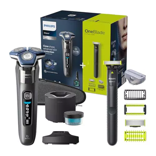 Philips Elektrischer Nass- und Trockenrasierer Series 7000 mit SkinIQ und Trimmer