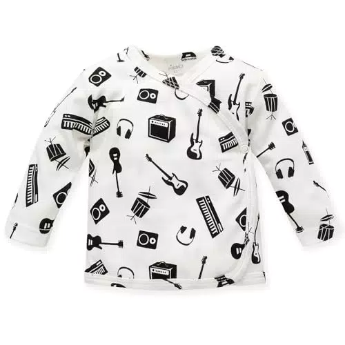 Baby-Kaftan von Pinokio mit langen Ärmeln und Musikmuster - Für kleine Rockstars