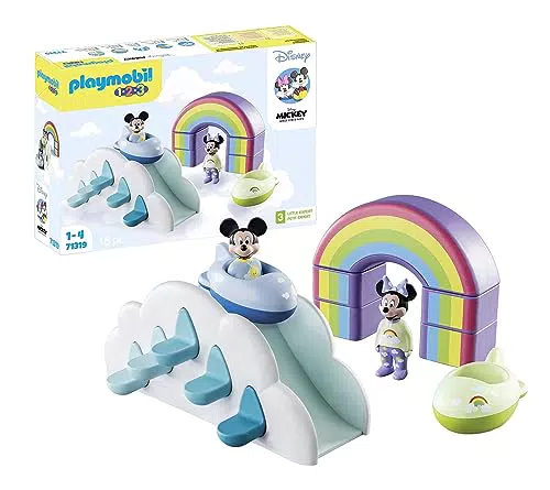 PLAYMOBIL 1.2.3 & Disney Mickys & Minnies Wolkenhaus - Micky Maus Lernspielzeug für Kleinkinder