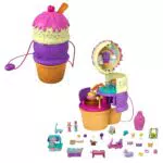 Polly Pocket Ausklappspaß-Schatulle Eiswaffel Spielset - Spielplatz-Thema, 3 Etagen, ab 4 Jahren