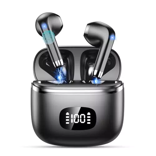 POMUIC Bluetooth Kopfhörer, Kopfhörer Kabellos Bluetooth 5.3 In Ear Kopfhörer mit 4 ENC Noise Cancelling Mic