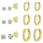 Sterling Silber Ohrstecker Set mit Zirkonia für Damen und Herren