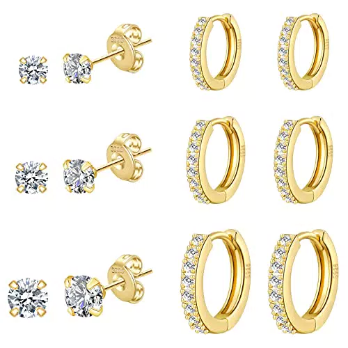 Sterling Silber Ohrstecker Set mit Zirkonia für Damen und Herren