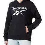 Reebok Damen Big Logo Fleece Hooded Track Top, Schwarz Schwarz