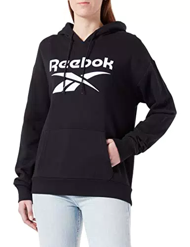 Reebok Damen Big Logo Fleece Hooded Track Top, Schwarz Schwarz