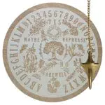 ReiseGut Pendelbrett aus Birkenholz Ø 20 cm mit Alphabet & Ziffern - Motiv Weltenbaum und Sonne