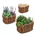 Relaxdays Blumenkasten aus Holz für Garten, Balkon und Fensterbank - 3er Set