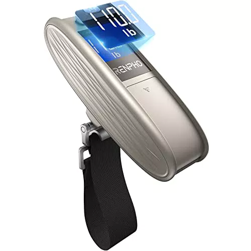 RENPHO Digitale Kofferwaage mit LCD-Anzeige und Haken - Praktisches Reise-Gadget bis 50KG