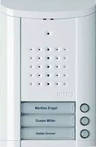 "Entravox Türstation Audio für 3 Familienhaus mit beleuchteter Klingeltaste und Namensschild"