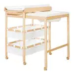 roba Bade Wickel Kombi Baby Pool - Wickeltisch ausziehbar mit integrierter Badewanne - Mobile Kombination aus Holz natur - Inkl. Wickelauflage weiß
