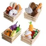 Kaufladen und Kinderküche Zubehör Set - Nahrungsmittelgruppen mit 4 Körbchen