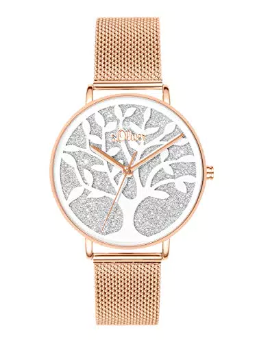 s.Oliver Damen Armbanduhr mit Edelstahlarmband - Analoguhr