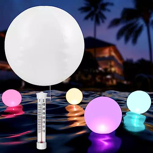 Schwimmendes Pool Thermometer mit Solar Lampe und LED Licht - Wasserdicht (IP65)