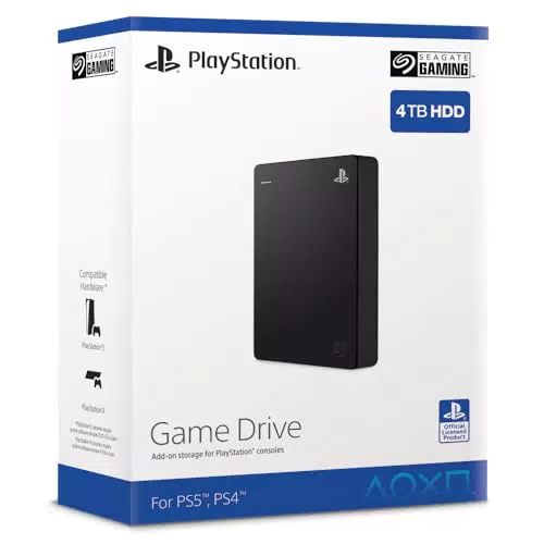 Seagate Game Drive PS4/PS5, 4TB, externe Festplatte, USB 3.0, schwarz