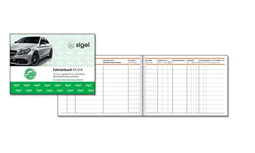 SIGEL FA614 Fahrtenbuch für PKW - 80 Seiten - Deutschland & Österreich - Finanzamt anerkannt