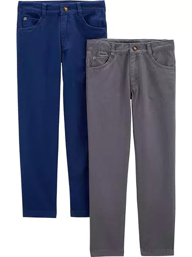 Carter's Baby-Jungen Twill Hose - Marineblau/Grau, 12 Monate