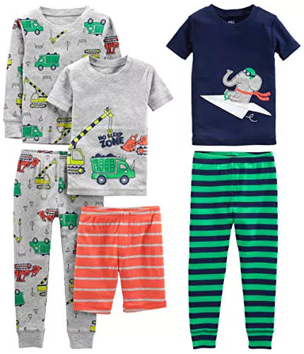 Carter's Baby-Jungen Pyjama-Set, Autos/Feuerwehrauto/Hund/Streifen, 18 Monate