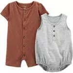 Carter's Baby-Jungen Rompers mit Knöpfen, 2er Pack