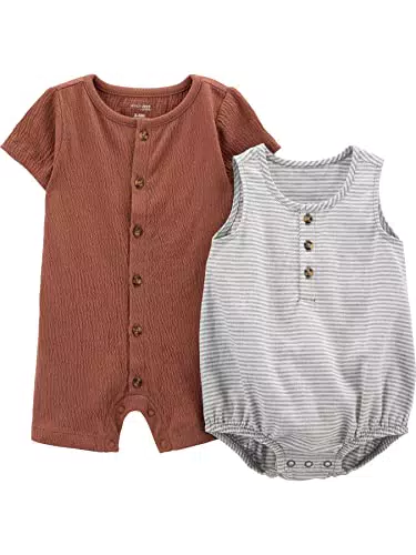 Carter's Baby-Jungen Rompers mit Knöpfen, 2er Pack