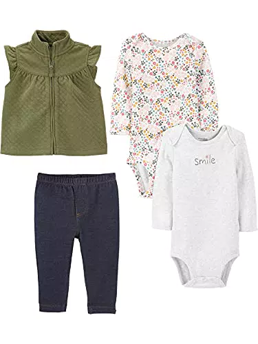 Simple Joys by Carter's Baby Mädchen 4-Piece Bodysuit and Vest Set Modische Weste