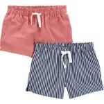 Carter's Mädchen Knit Shorts - Korallenrosa/Marineblau Streifen