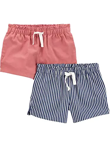 Carter's Mädchen Knit Shorts - Korallenrosa/Marineblau Streifen